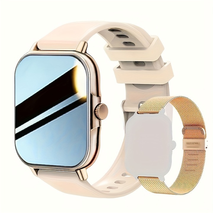 Smartwatch tracker fitness, Curea inox/Silicon, Notificare apel/mesaj, Consum de calorii, Pedometru, Redare muzica, Android/IOS