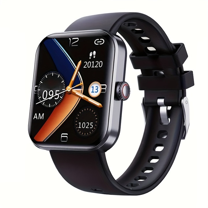 Smartwatch cu ecran tactil complet, 1.91 inch, Negru