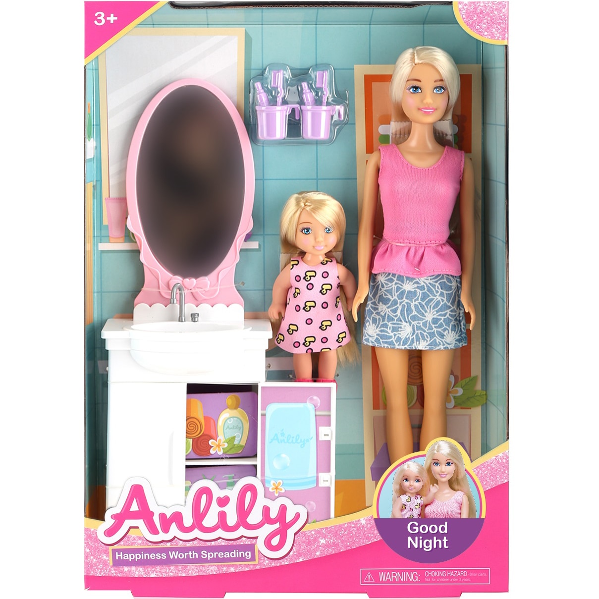 Set 2 papusi Mappy 29 cm, cu masuta