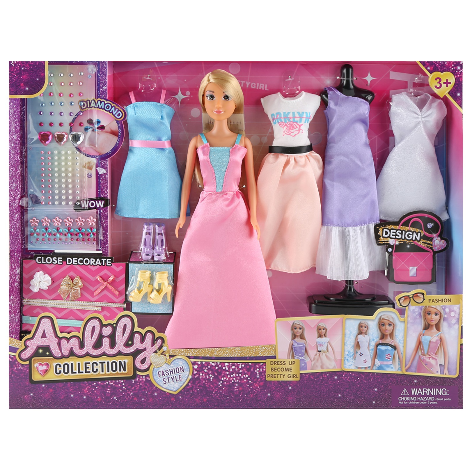 Set papusa Mappy 29 cm, cu 5 tinute si accesorii