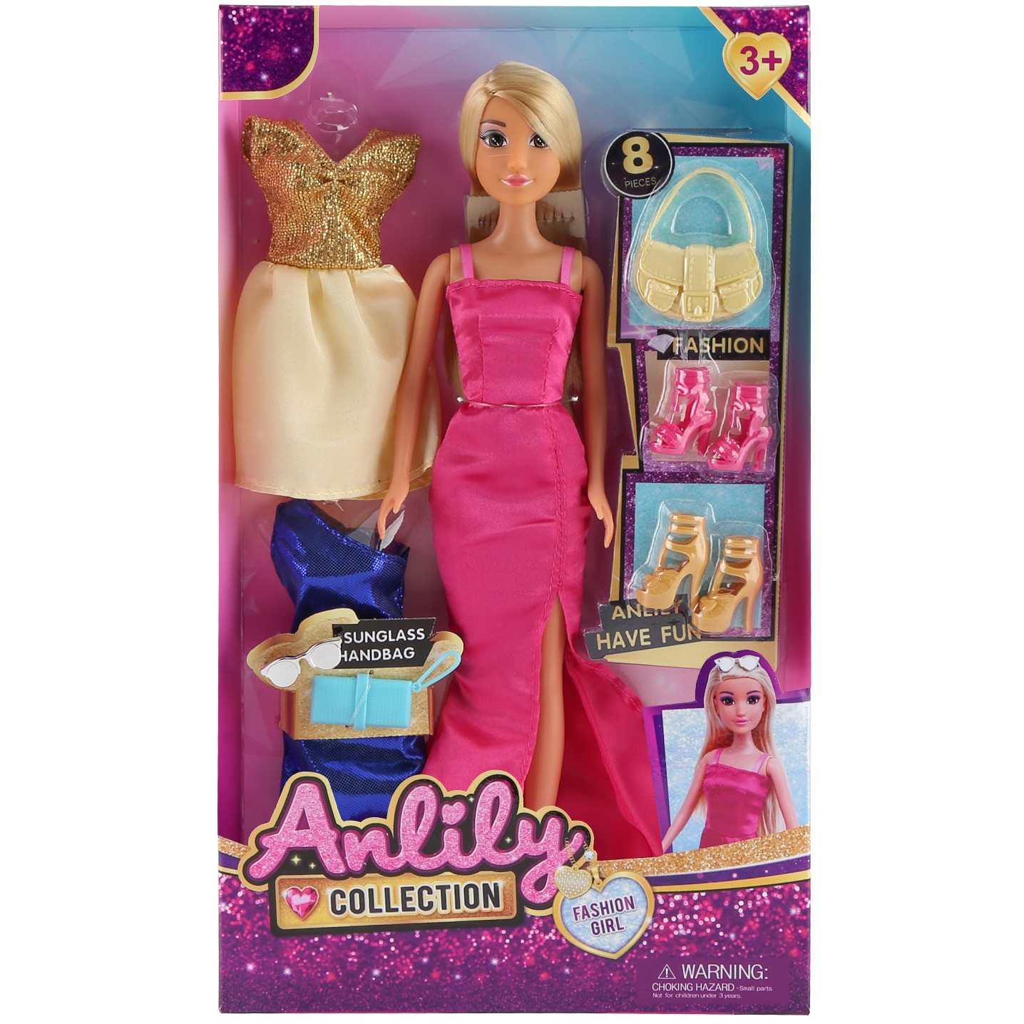 Set papusa Mappy 29 cm, cu 3 tinute si accesorii