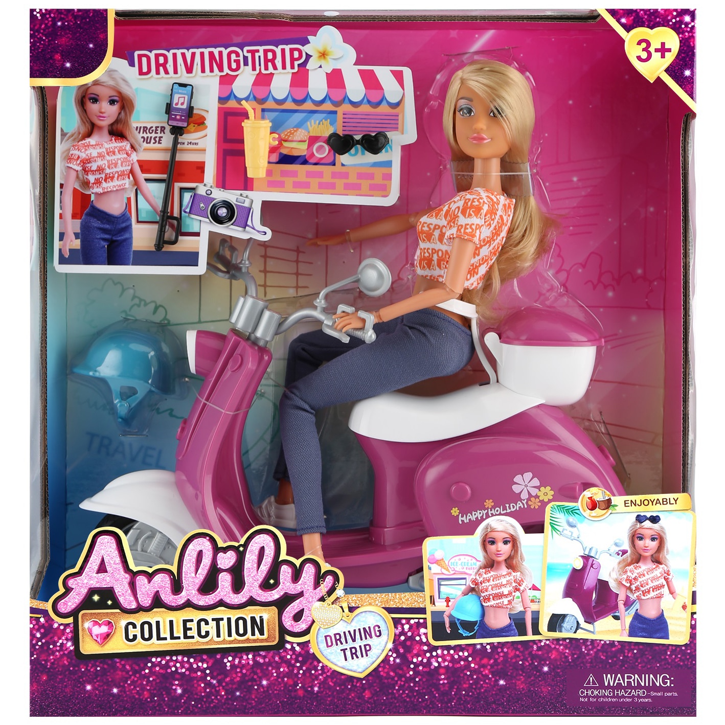 Set papusa Mappy 29 cm, cu scuter