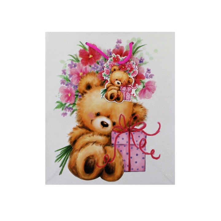 Хартиена подаръчна торбичка M TEDDY FLORAL