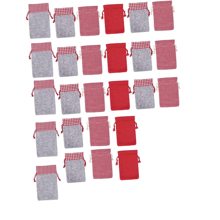 Комплект от 24 чанти с различни размери и модели, червени, сиви и бели
