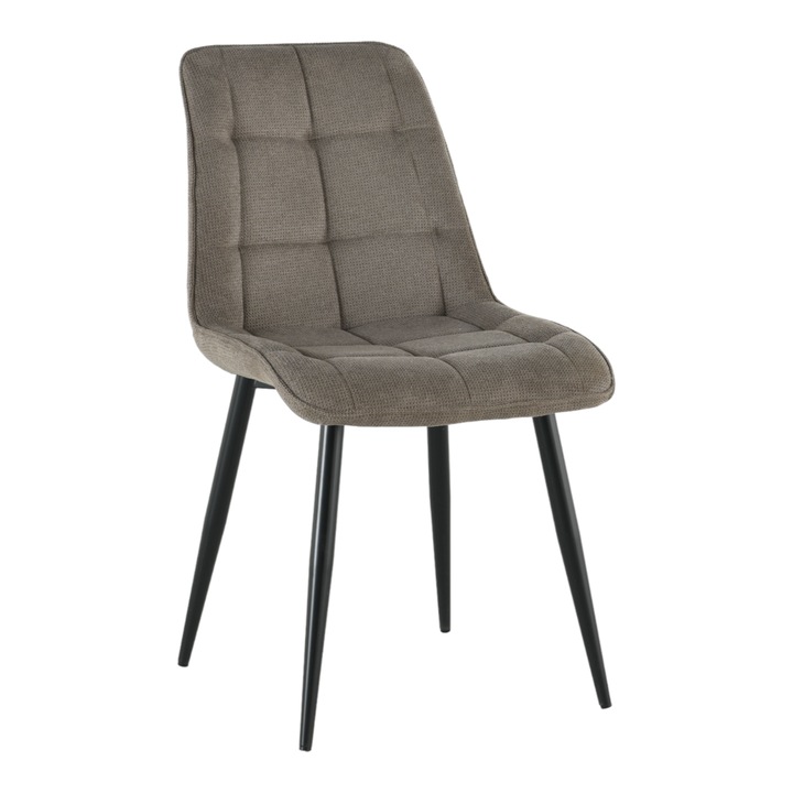Set de scaune (4 scaune) VITO CAPUCCINO-2 51*60*90 (scaun de dining, spatar si sezut din tesatura de designer, picioare metalice negre)