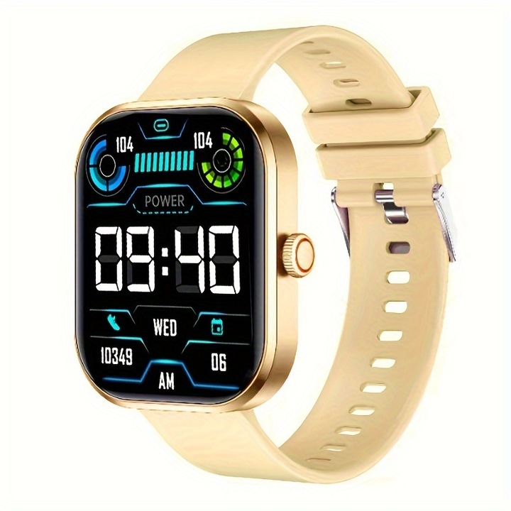 Смарт часовник с пълен сензорен екран, 1,91 инча, Златист