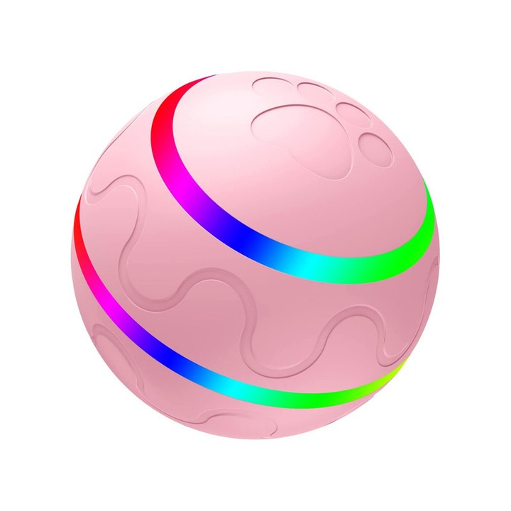 Kutya interaktív labda, VKK, Távirányító, LED, 80mm, Rózsaszín