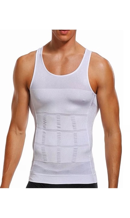 Мъжки потник Modelator Slim Lift MRG M1019 MRG M1019, Slip Fit, За отслабване, С оформящ ефект, Супереластичен, Бял, Бял