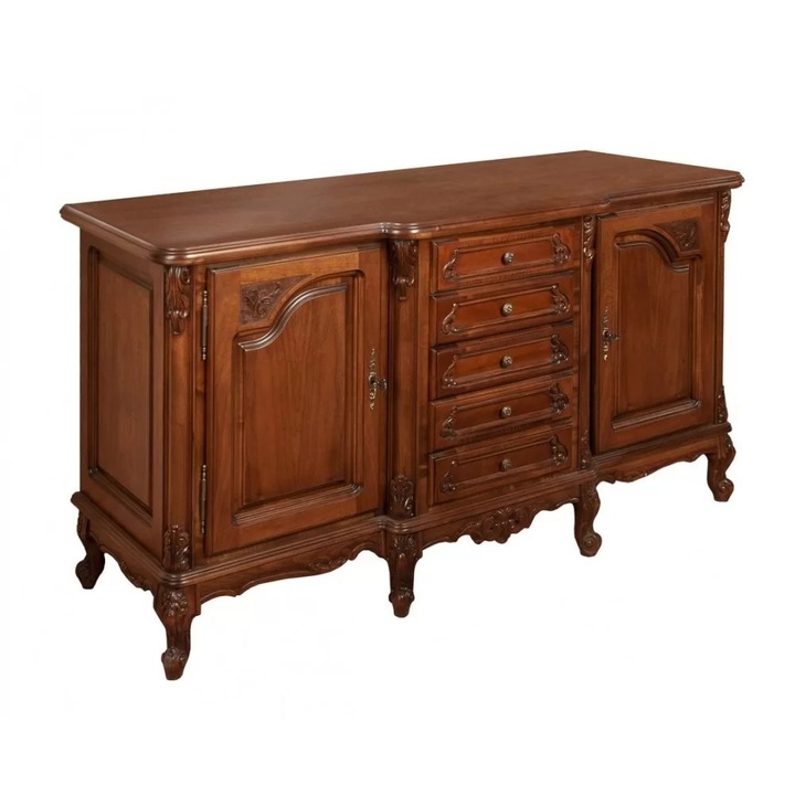 Comoda lemn masiv, 2 usi, 5 sertare, 1790x610xH920 mm - Royal