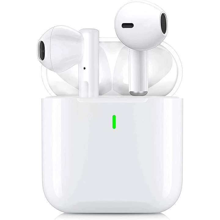 Vezeték nélküli fülhallgató Bluetooth fülhallgató EW06, T14, in ear, Control Touch, Voice Assistant, kompatibilis iPhone, Samsung, fehér