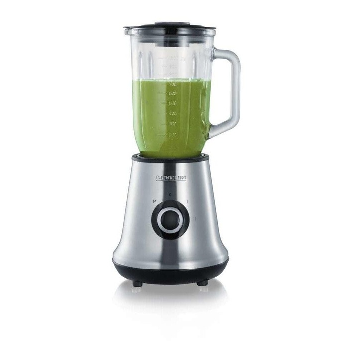 Блендер Severin + Smoothie Mix & Go, стомана, 500 W, 1 л черен/сребрист