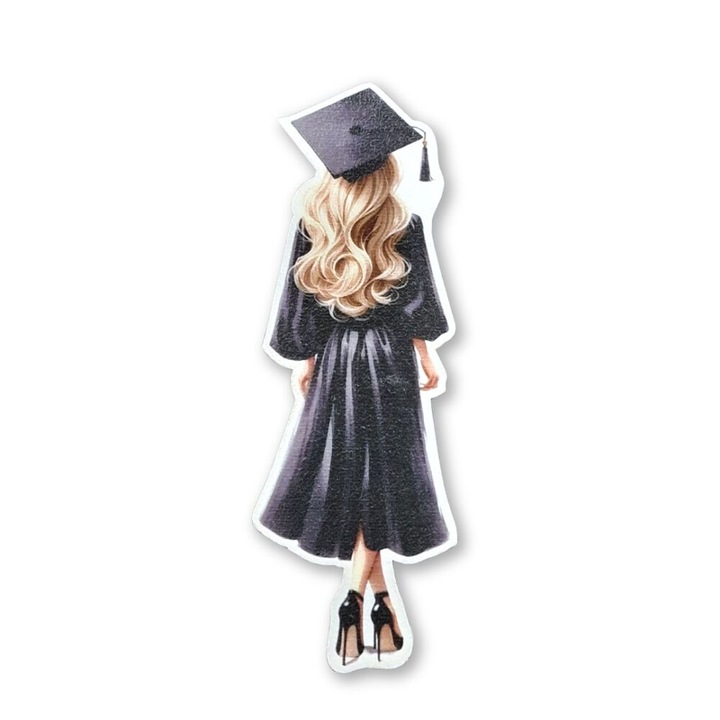 Accesoriu decorativ, Corolla Exp-Imp. Kft, Semn din lemn imprimat - Fata absolvire 12.5cm