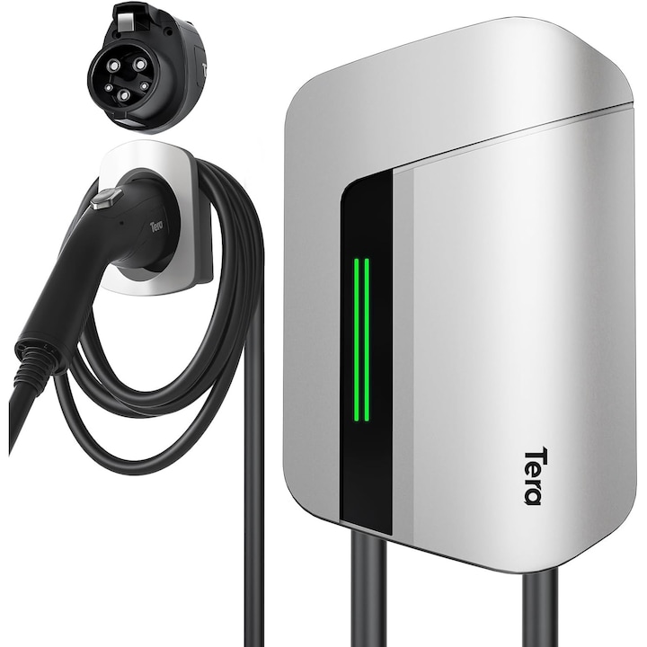 Tera Home EV Z2 зарядна станция за електрически автомобили, Ниво 2, 240V, 32A, държач за 6 метра кабел от чиста мед