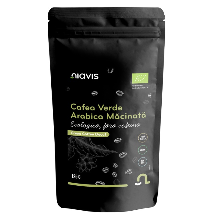Cafea Verde Arabica Macinata fara Cofeina Ecologica/Bio 125g NIAVIS