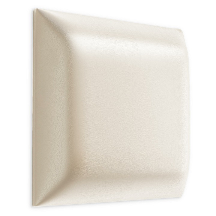 Muralo Kárpitozott 3D panel dekoratív műbőr négyzet, krém 30 cm x 30 cm hálószoba vagy hall