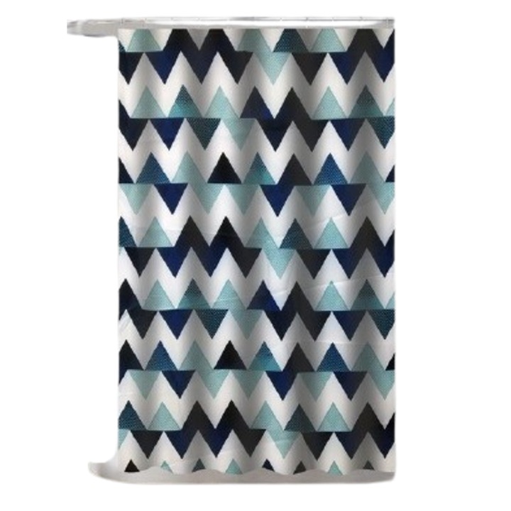 Perdea dus 180 x 200 cm, alb cu albastru