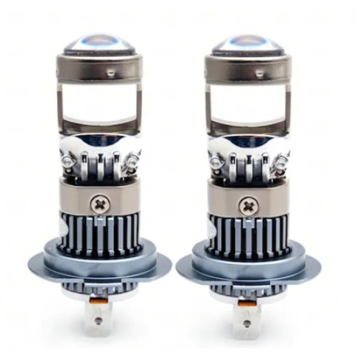 Set 2 becuri led cu lupa pro H7 LED M01R 150w 12V 6500k 300% brightness