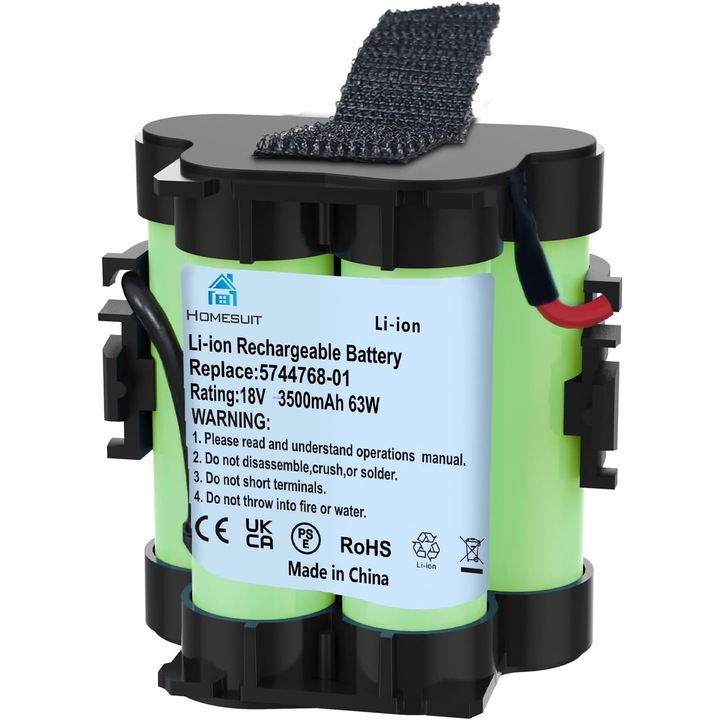 Acumulator 18V, 3500 mAh 63W, compatibil cu Gardena R80Li, R75Li, R70Li, R50Li, R45Li, R40Li, Gardena McCulloch ROB R1000, Flymo 1200R, Husqvarna 105, 305, 3808, Homesuit, verde