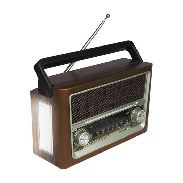 Радио с фенерче, LTC Elma retro, Bluetooth, FM/AM/SW, USB, кафяво