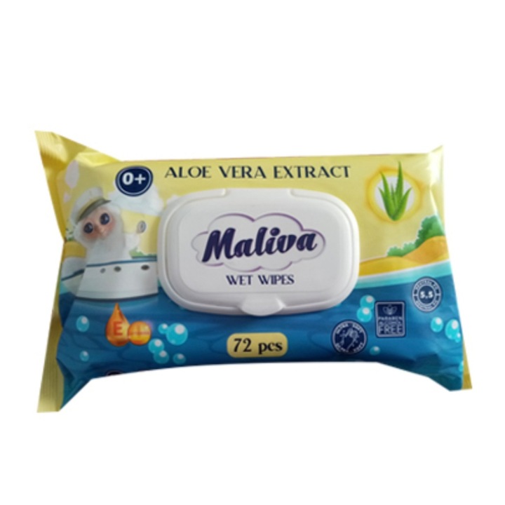 Servetele umede pentru copii cu capac Maliva cu aloe vera 72buc