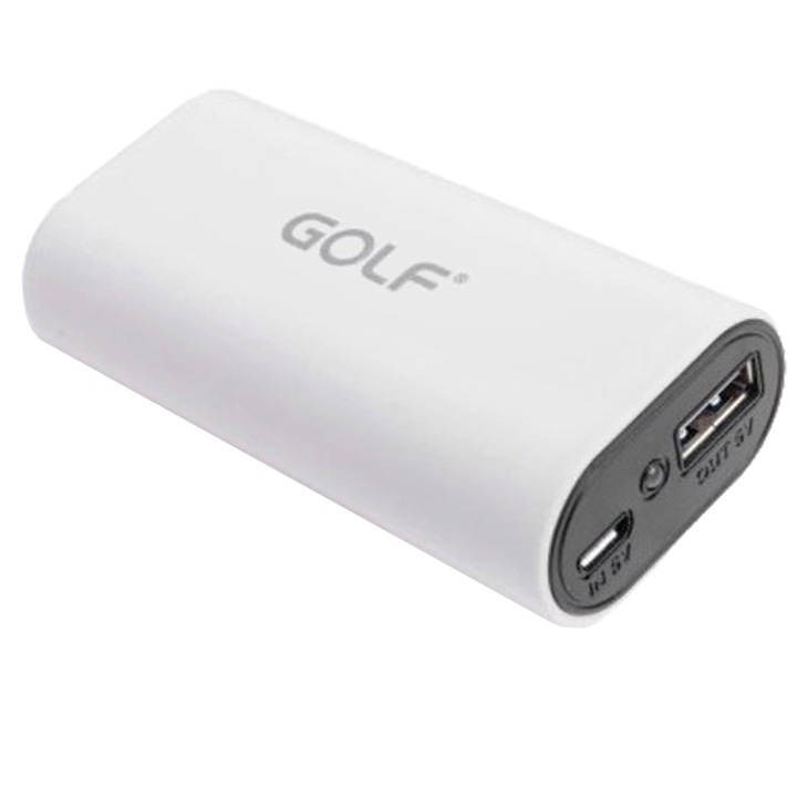 Acumulator portabil Akyta 5000 mah, Golf series GF-026, alb