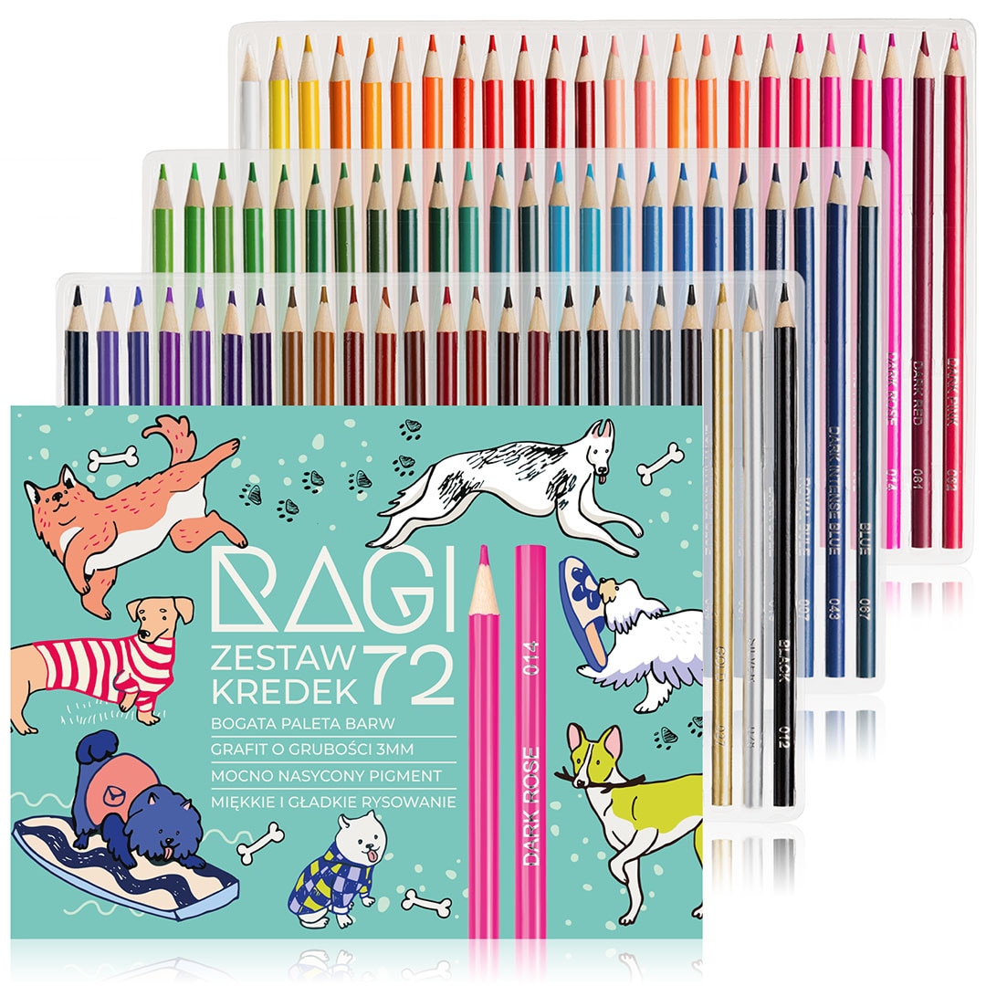 Set Creioane Colorate Artistice RAGI, 72 Culori Intense pe Baza de