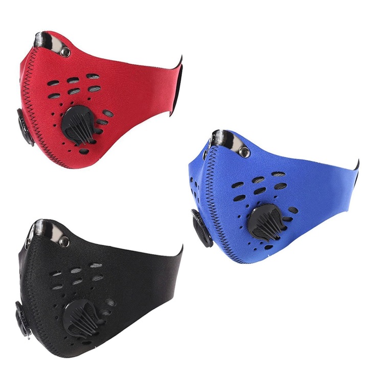 Комплект от 3 маски HOPE R, с вентили и филтър с активен въглен против замърсяване, Семейни, за многократна употреба, за бягане, колоездене, скутер