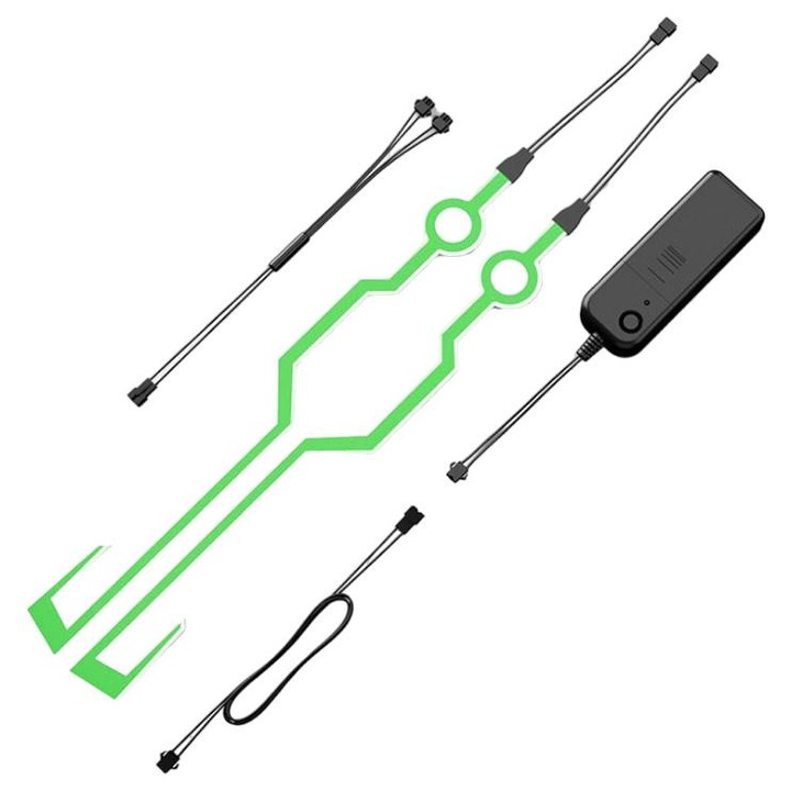 Banda LED pentru casca motocicleta, Poliuretan, Verde