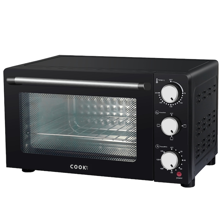 Cuptor Electric COOK-IT, 21 L, 1200 W, Iluminare interioara, Temperatura Ajustabila, Reglaj Timp, 4 Accesorii Incluse