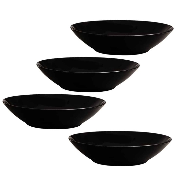 Комплект от 4 дълбоки чинии, 21 см, Cesiro, Glossy Black
