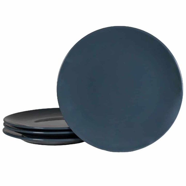 Set 4 farfurii desert, 20 cm, Cesiro, Gri Antracit Lucios