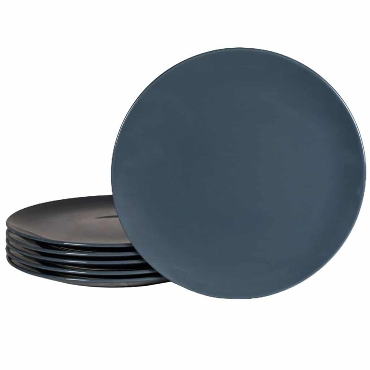 Set 6 farfurii intinsa, 26 cm, Cesiro, Gri Antracit Lucios