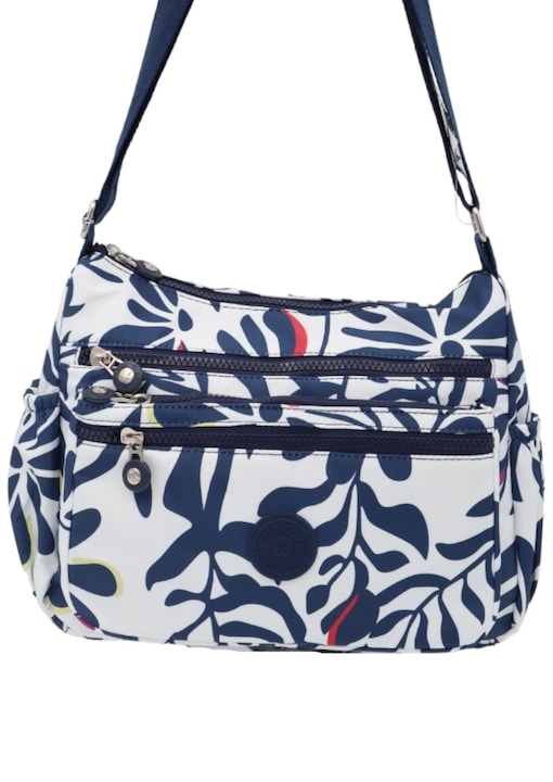 Разпределена лека дамска чанта N53 - 2, сини листа