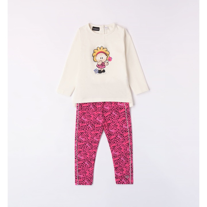 Blúz és harisnya szett lányoknak, Sarabanda, 0.7204, Fehér/Fukszia