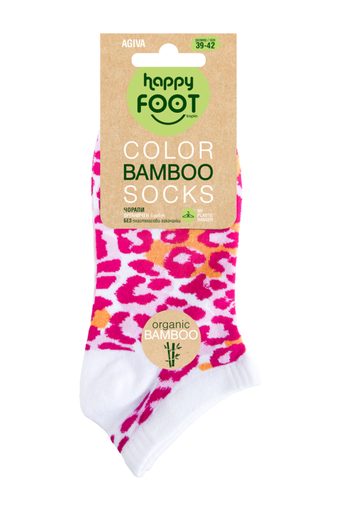 Agiva Happy Foottopia női rövid zokni, bambusz, rózsaszín minta, 39-42