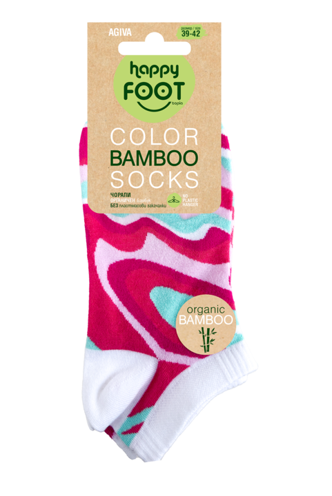 Дамски чорапи с къс конч Аgiva Happy Foottopia, Бамбук, Розови вълни, 39-42