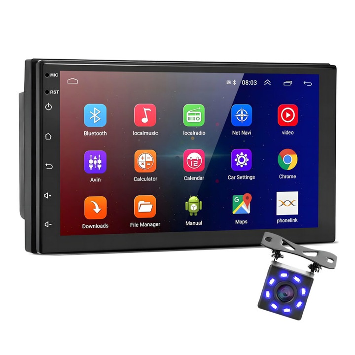 Player Video Auto cu android si gps + Camera Marsarier inclusa, dimensiune 2din, TouchScreen de 7 inch, 4 x 45W, model wds-40 cu Bluetooth, Handsfree, Radio, MP3, WMA, MP4, Telecomanda