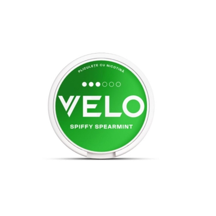 Pouch VELO cu nicotina - SPIFFY SPEARMINT, 20 pliculete, 10 mg/pliculet cu nicotina, aroma Menta verde si mentol