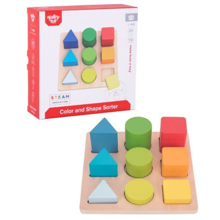 Играчка за сортиране, Tooky Toy, Дървена, Многоцветна