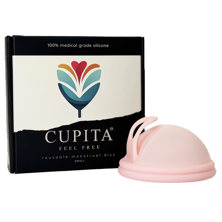 Disc menstrual CUPITA, din silicon medical, reutilizabil, marimea S, roz