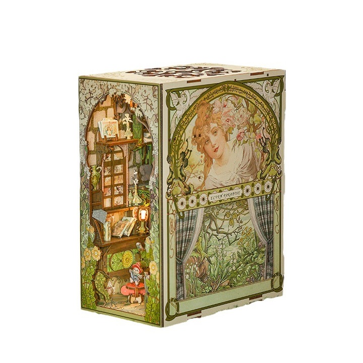 Комплект 3D пъзел, Elf Paradise, Направи си сам, дърво, LED светлина, 18x11x23cm, +14 години, многоцветен