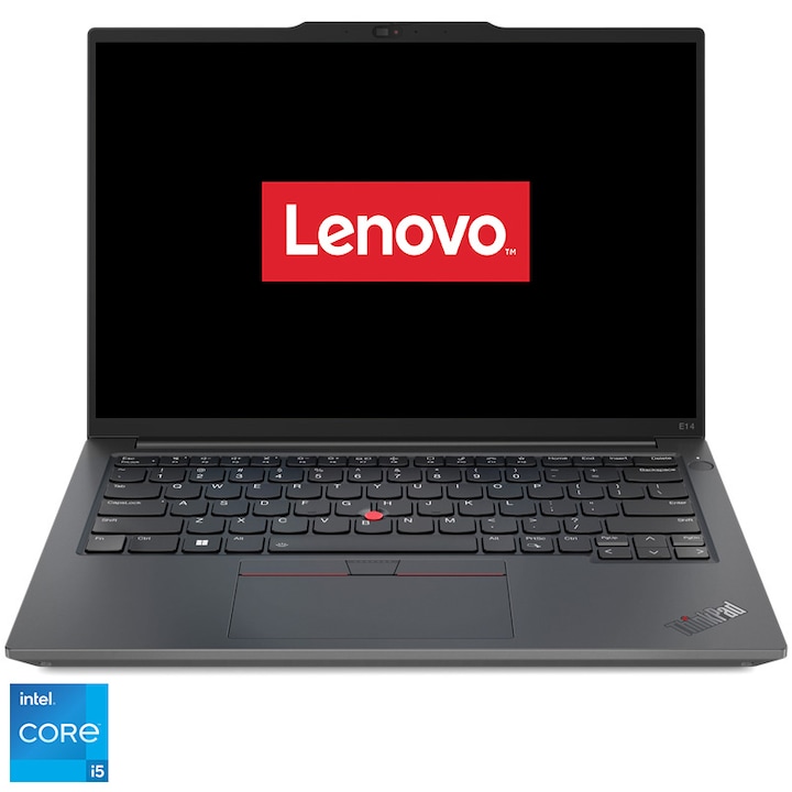 Лаптоп Lenovo ThinkPad E14 Gen 5, Intel® Core™ i5-1335U, 14" WUXGA, IPS, 8 GB DDR4-3200 + 8 GB SO-DIMM DDR4-3200, 512 GB SSD, Intel® Iris® Xe Graphics, No OS, Graphite Black
