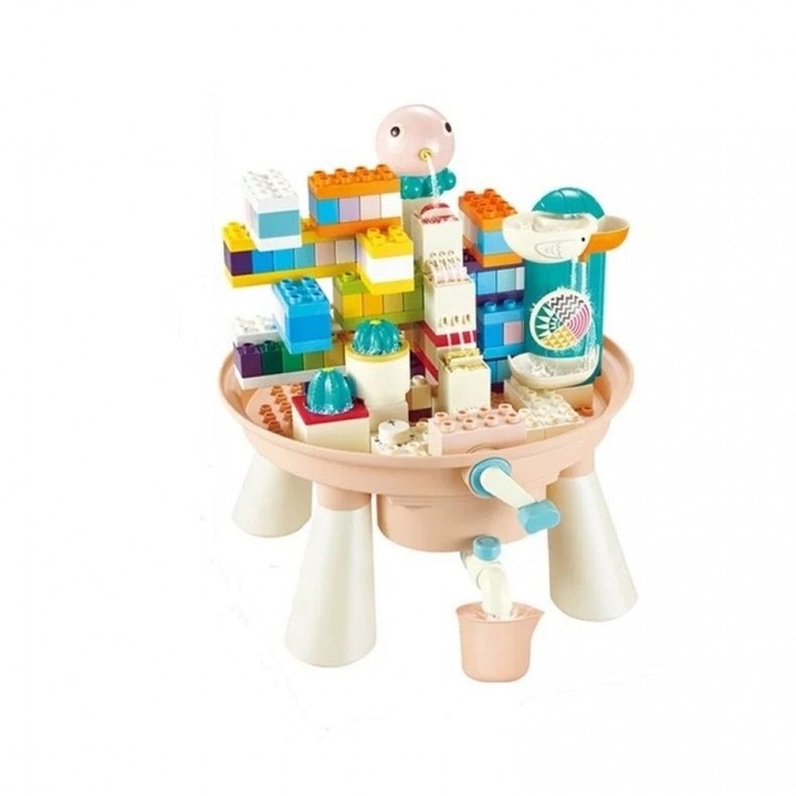 Masuta de joaca pentru copii cu apa si cuburi de construit Bricks-123 pcs