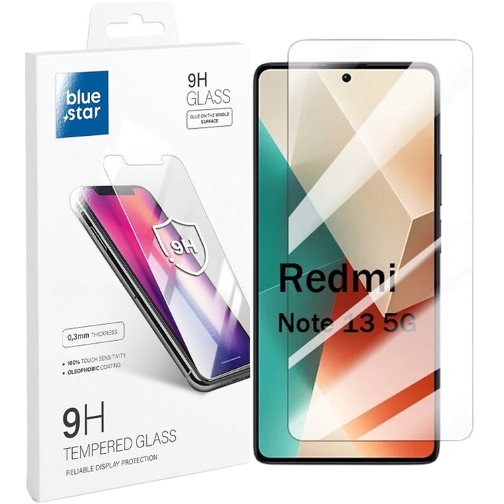 Xiaomi Redmi Note 13 4G / 5G / Poco X6 5G kompatibilis üvegfólia, előlapi, edzett, Bluestar