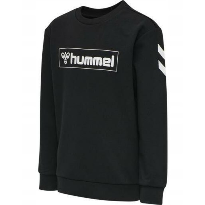 Gyermek kapucnis pulóver, Hummel, pamut/poliészter/elasztán, fekete/fehér, 164