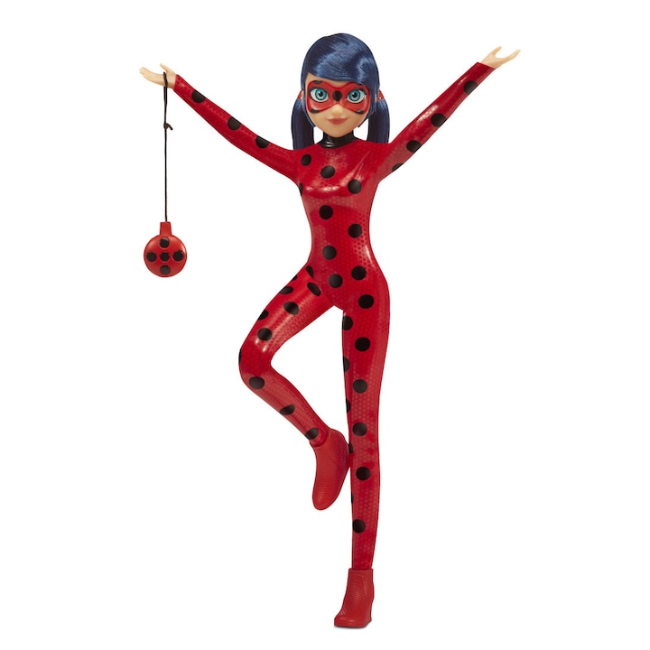 Papusa Miraculous Ladybug Fashion, Playmates, Plastic, 26 cm, Rosu/Negru