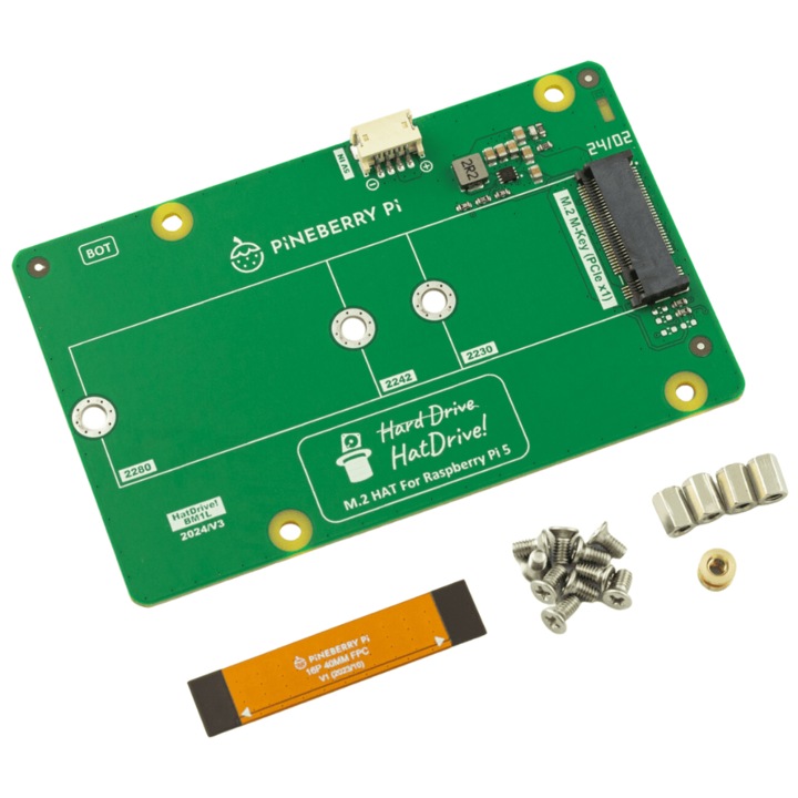 Adaptor NVMe PCIe pentru Raspberry Pi 5, compatibil 2230 2242 2280, indicatori LED, 90x56mm