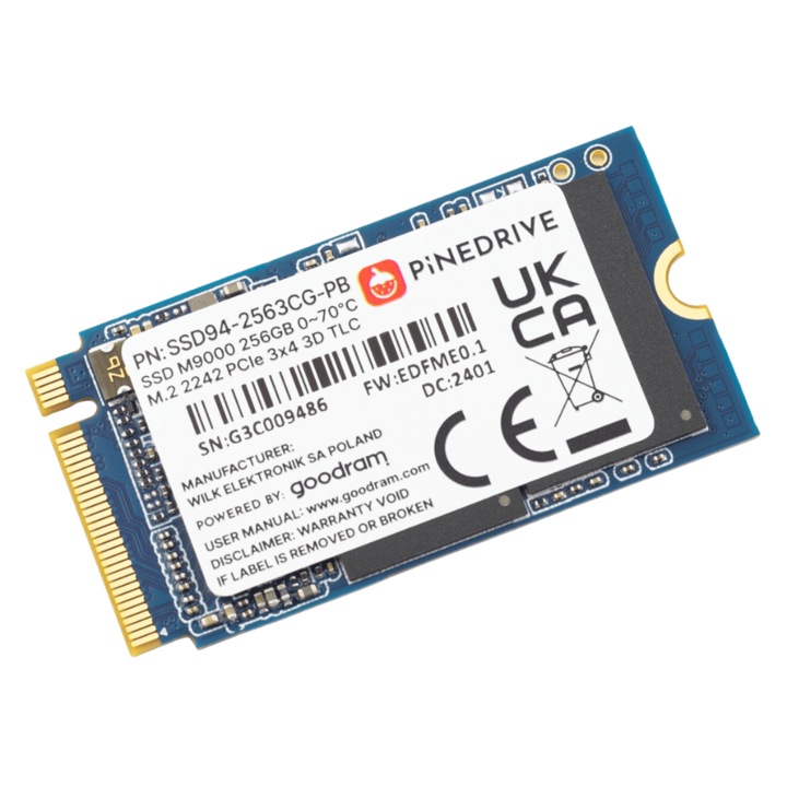 SSD NVME Pineberry Pi pentru Raspberry Pi 5, 256GB, 2242, 2250MB/s, Multicolor