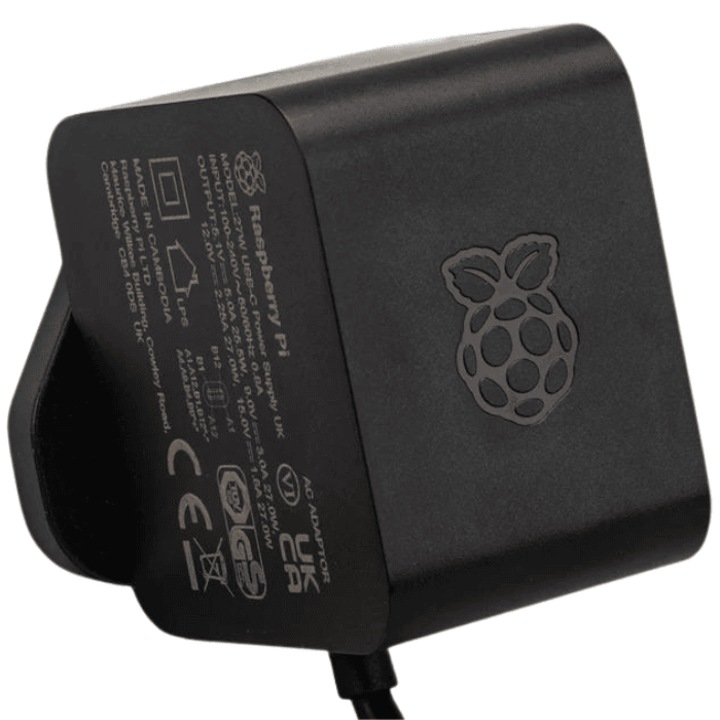 Захранване за Raspberry Pi 5, USB-C, 27W, 5.1V, 5A, Черен