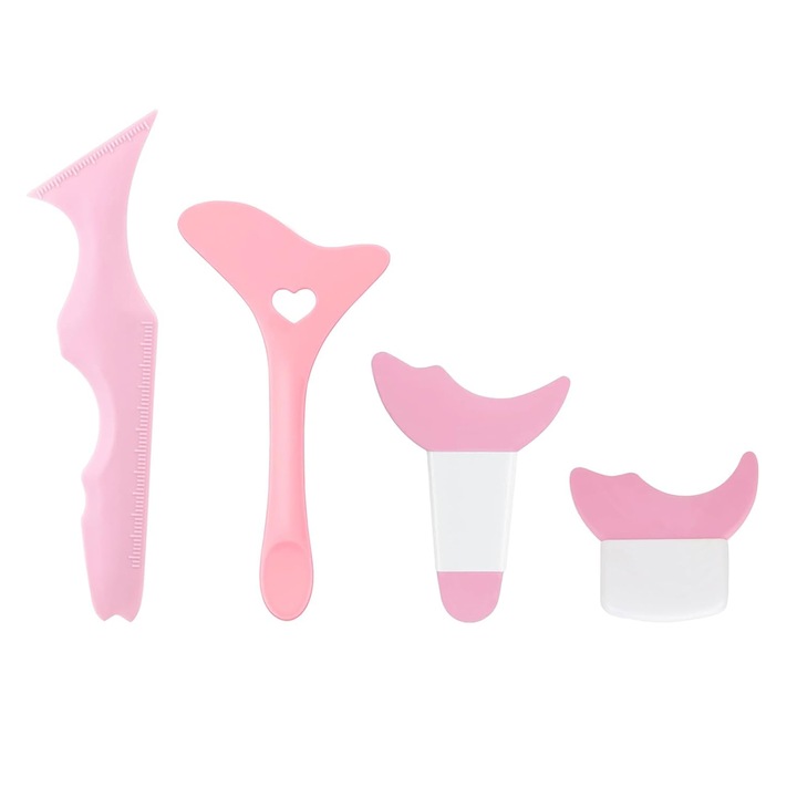 Set 4 Sabloane Machiaj, Silicon, Roz